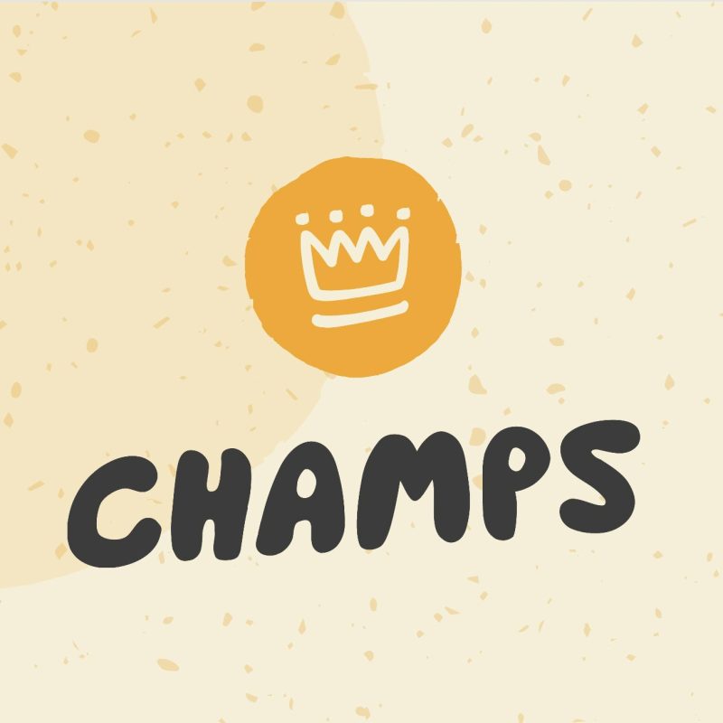 The logo for Champs on a background.