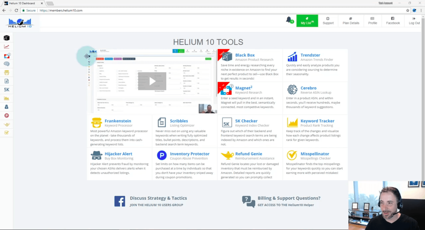 Ein Website-Screenshot, der Hemu Tools mit Informationen zu Helium 10-Funktionen und -Alternativen zeigt.