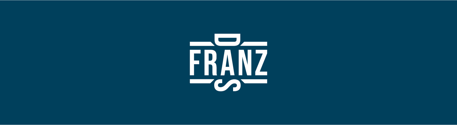 Franz' Logo auf blauem Grund.