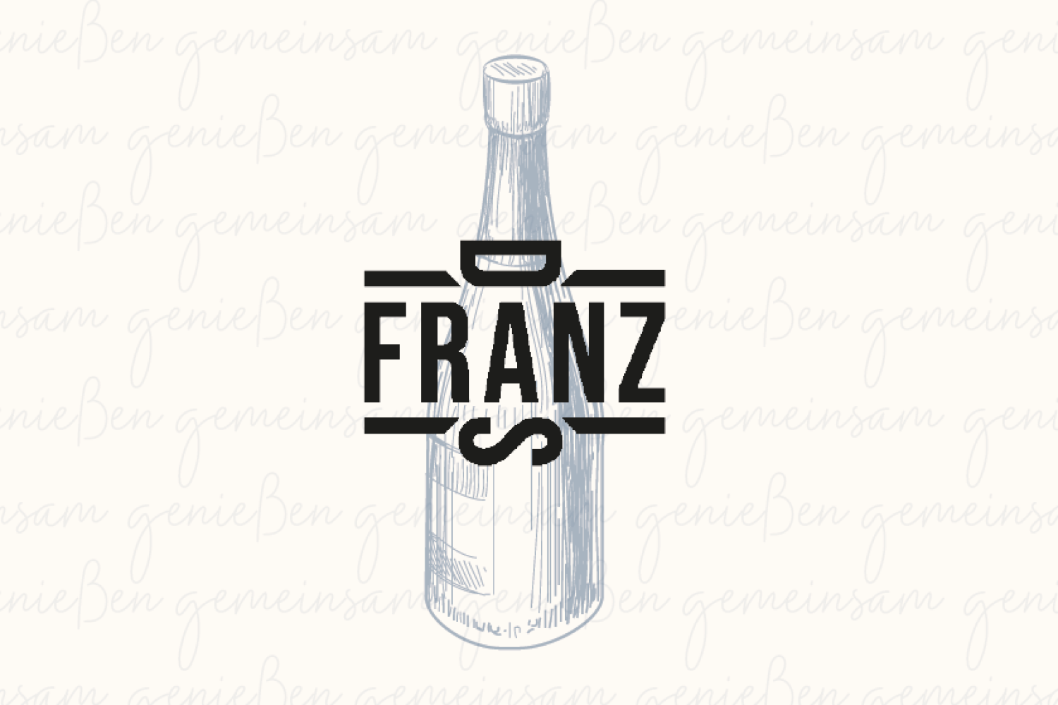 A bottle of wine with the word franzs on it.
