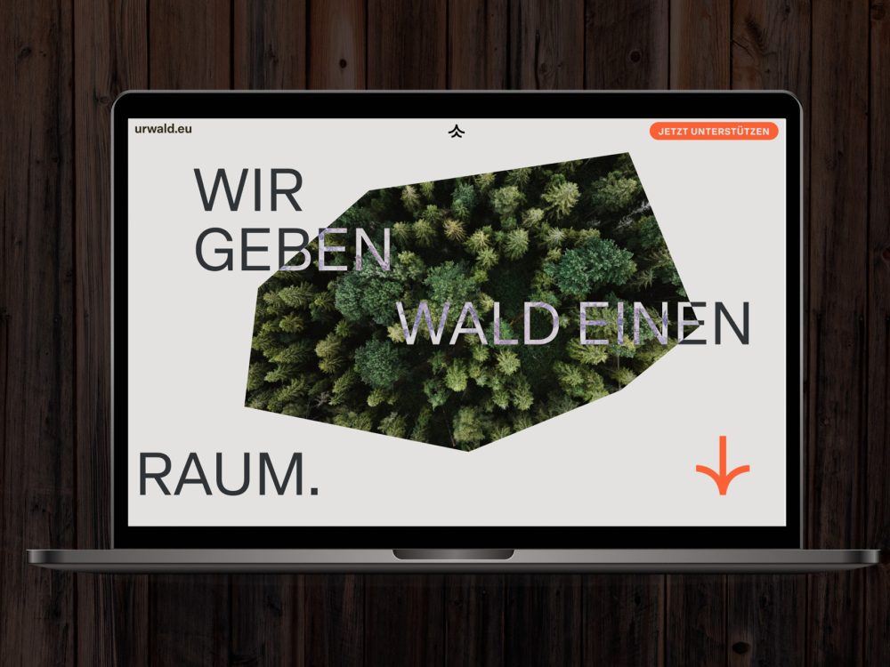 Ein Laptop mit einem Bild eines Baumes von urwald.eu darauf.