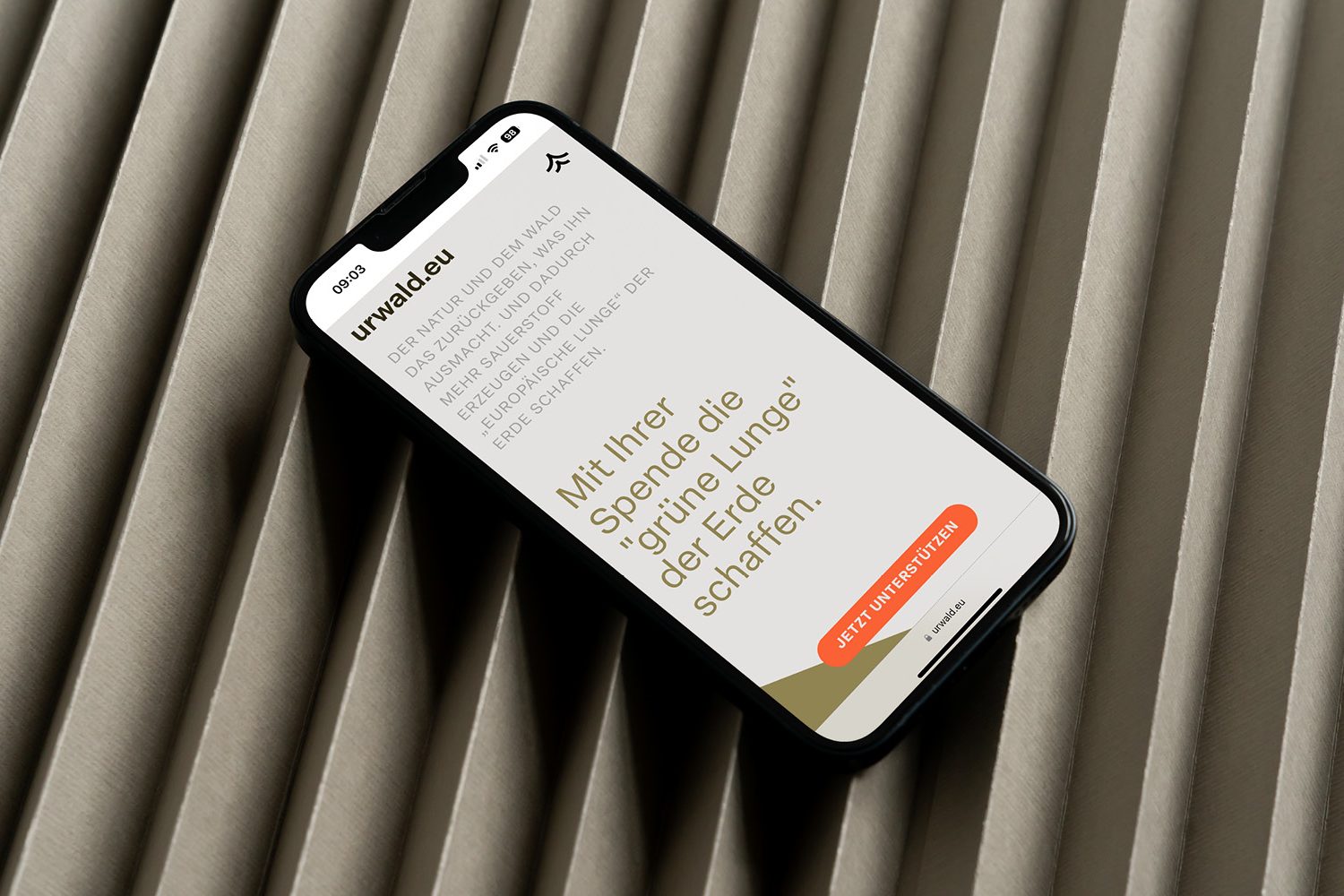 Ein iPhone liegt auf einem gestreiften Hintergrund mit urwald.eu. Ein iPhone liegt auf einem gestreiften Hintergrund mit urwald.eu.