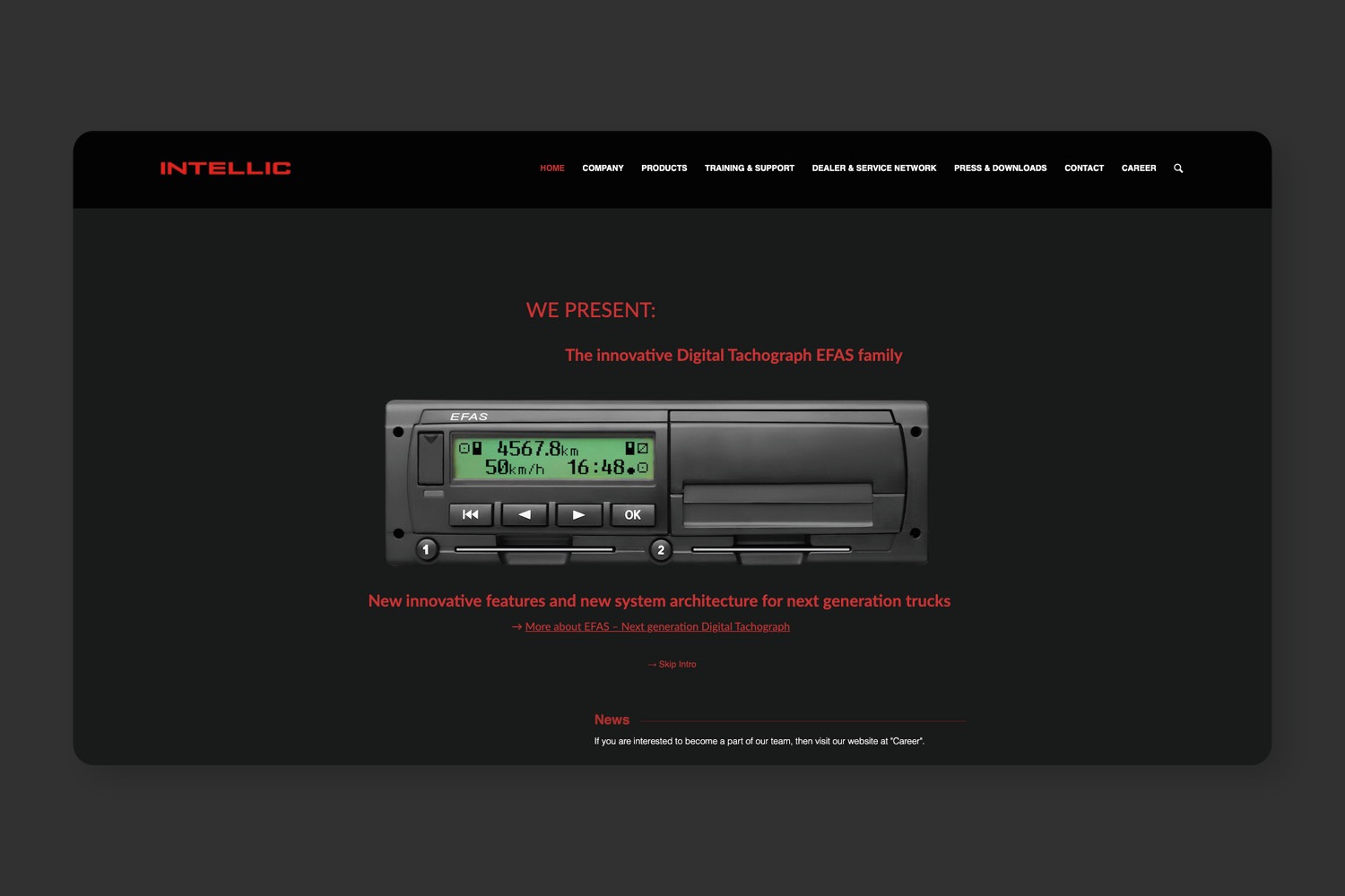A website design for a radio station with Intellic integration.