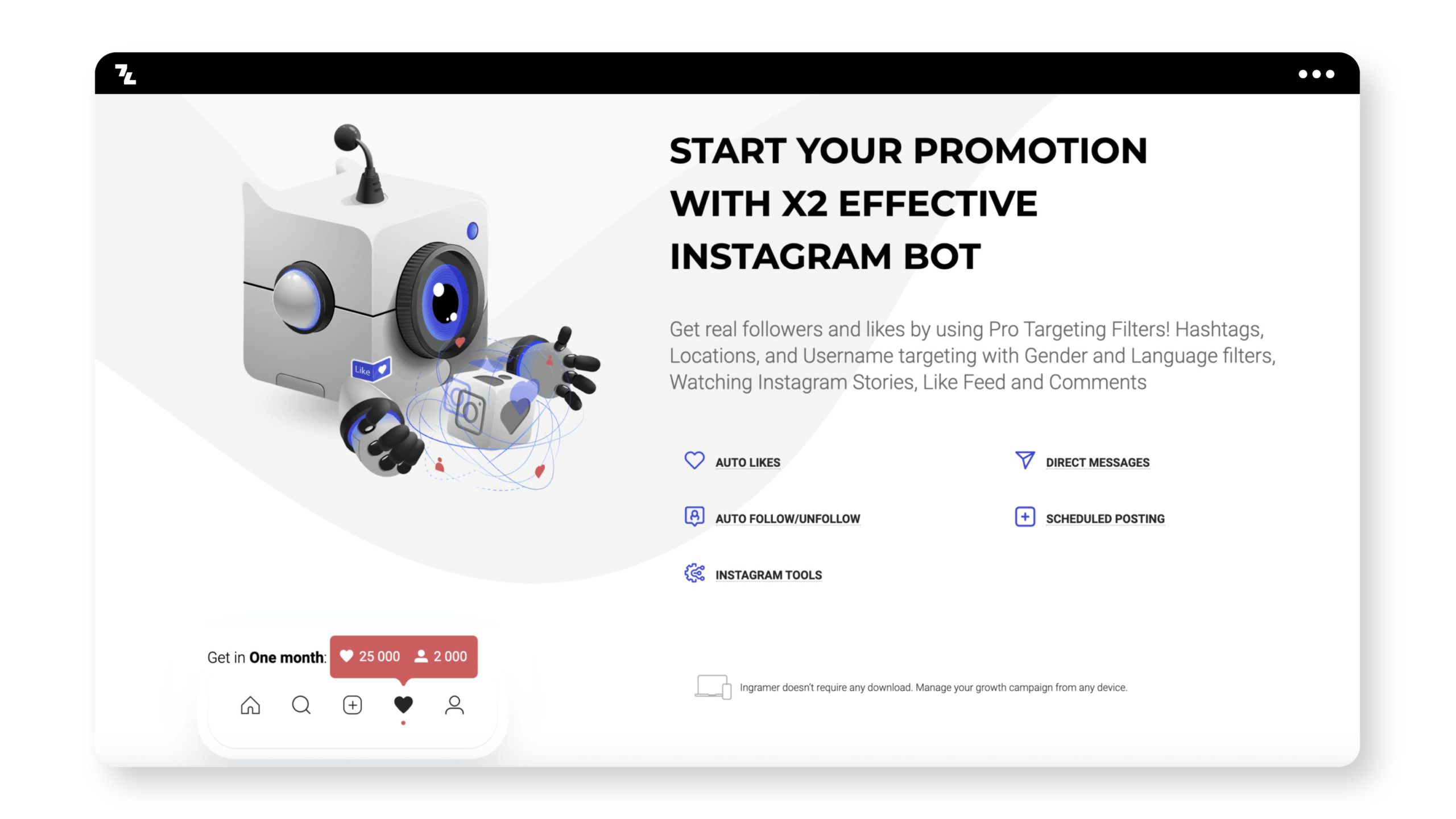 Start your promotion with the top Instagram bot for effective likes and follows.
