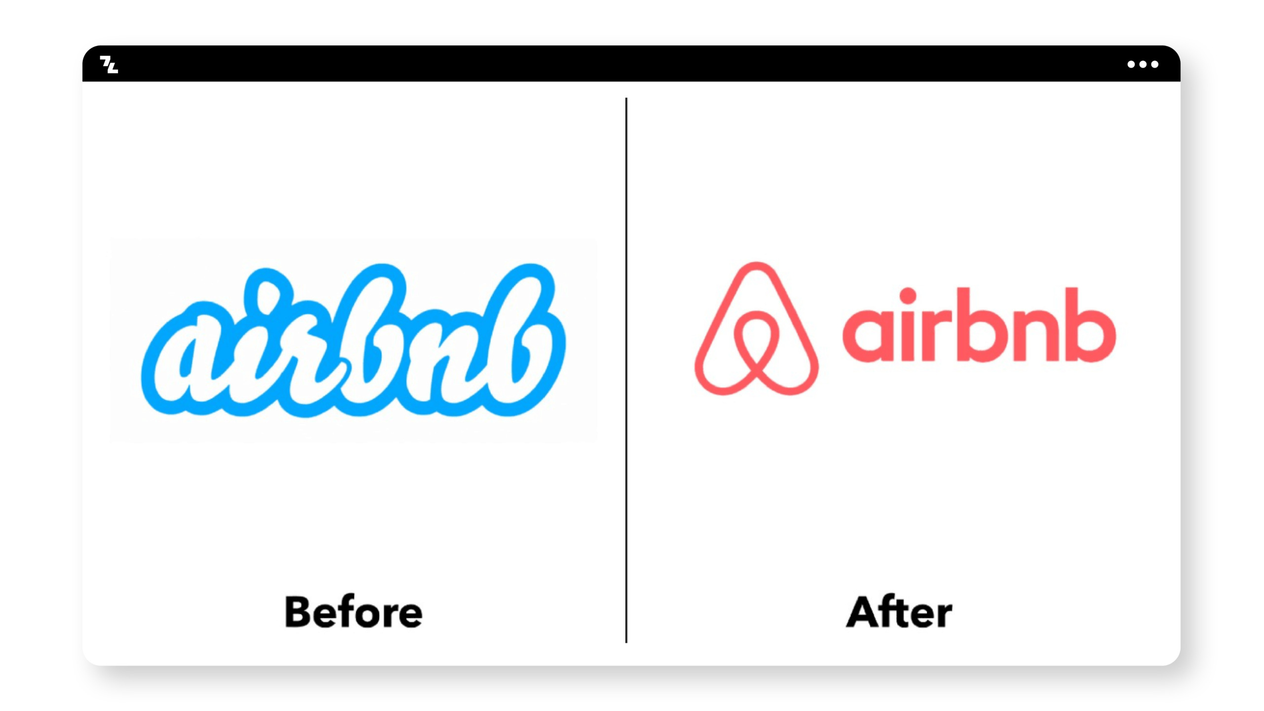 Airbnb logo before and after.