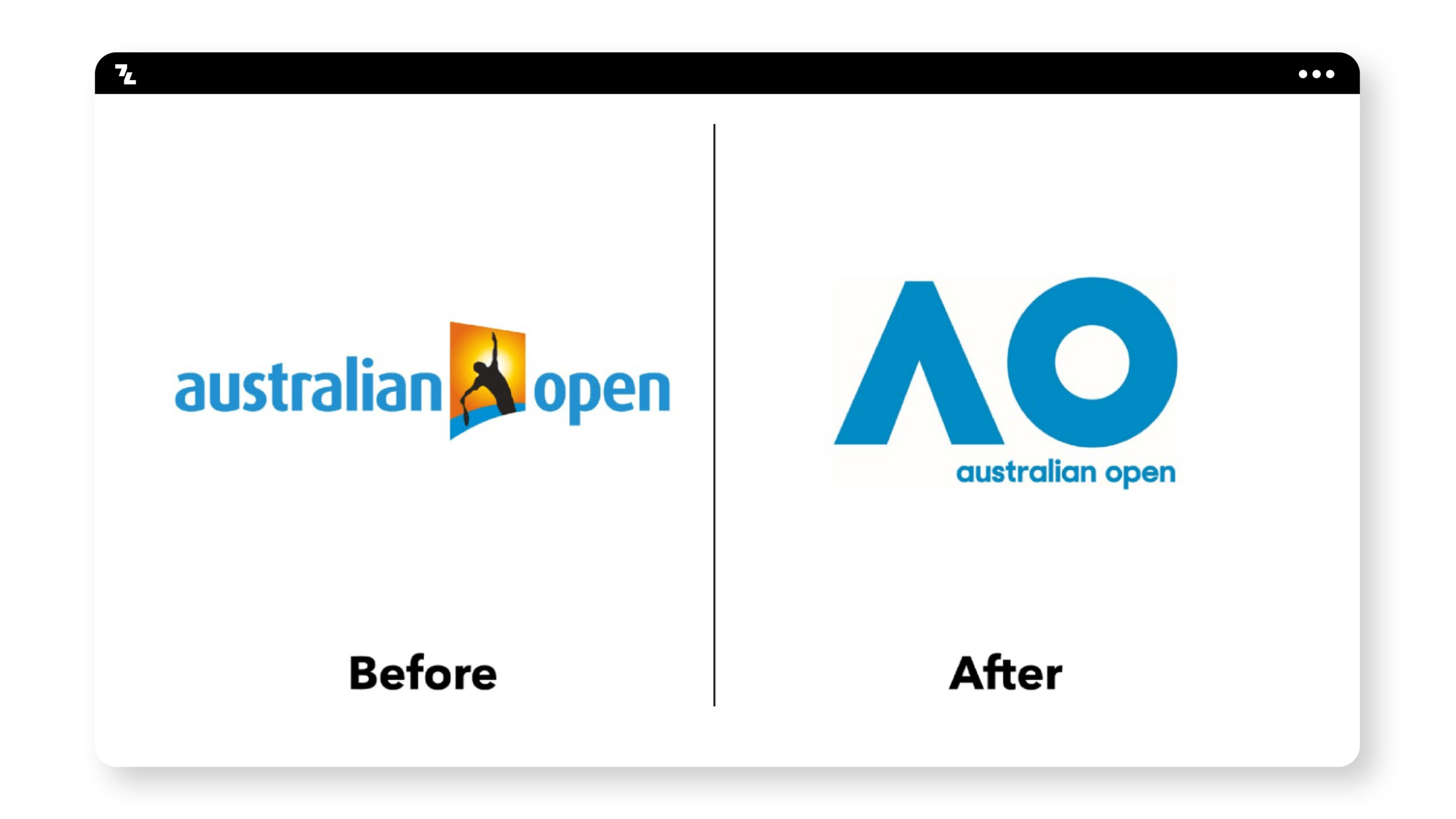 The australian open logo before and after.