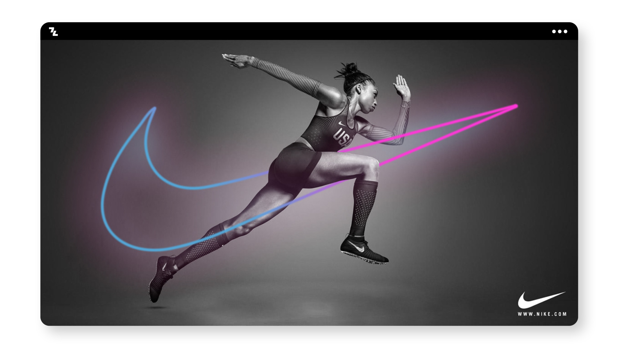 Nike branding logo on a computer screen.