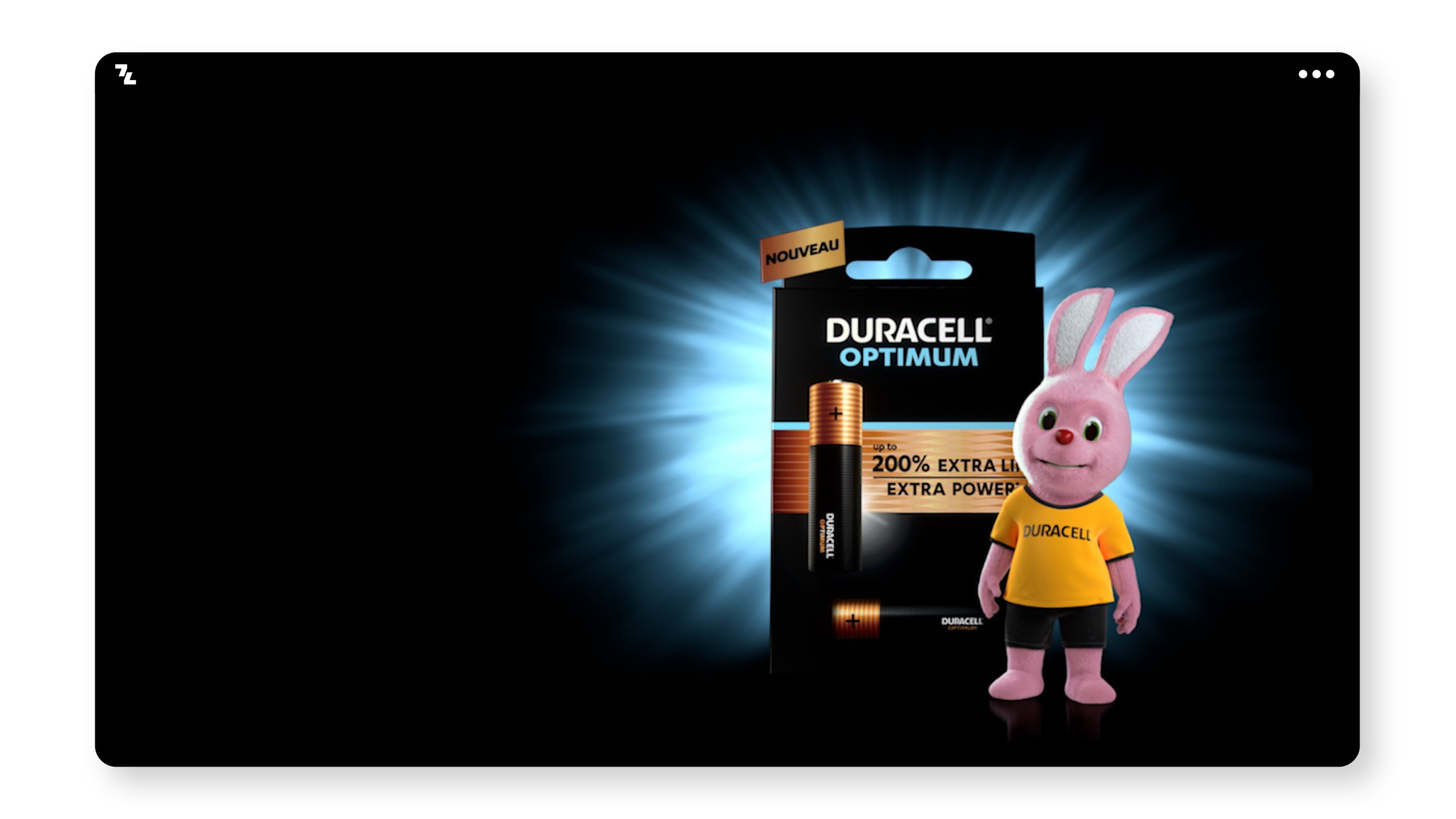A bunny is standing next to a box of batteries.