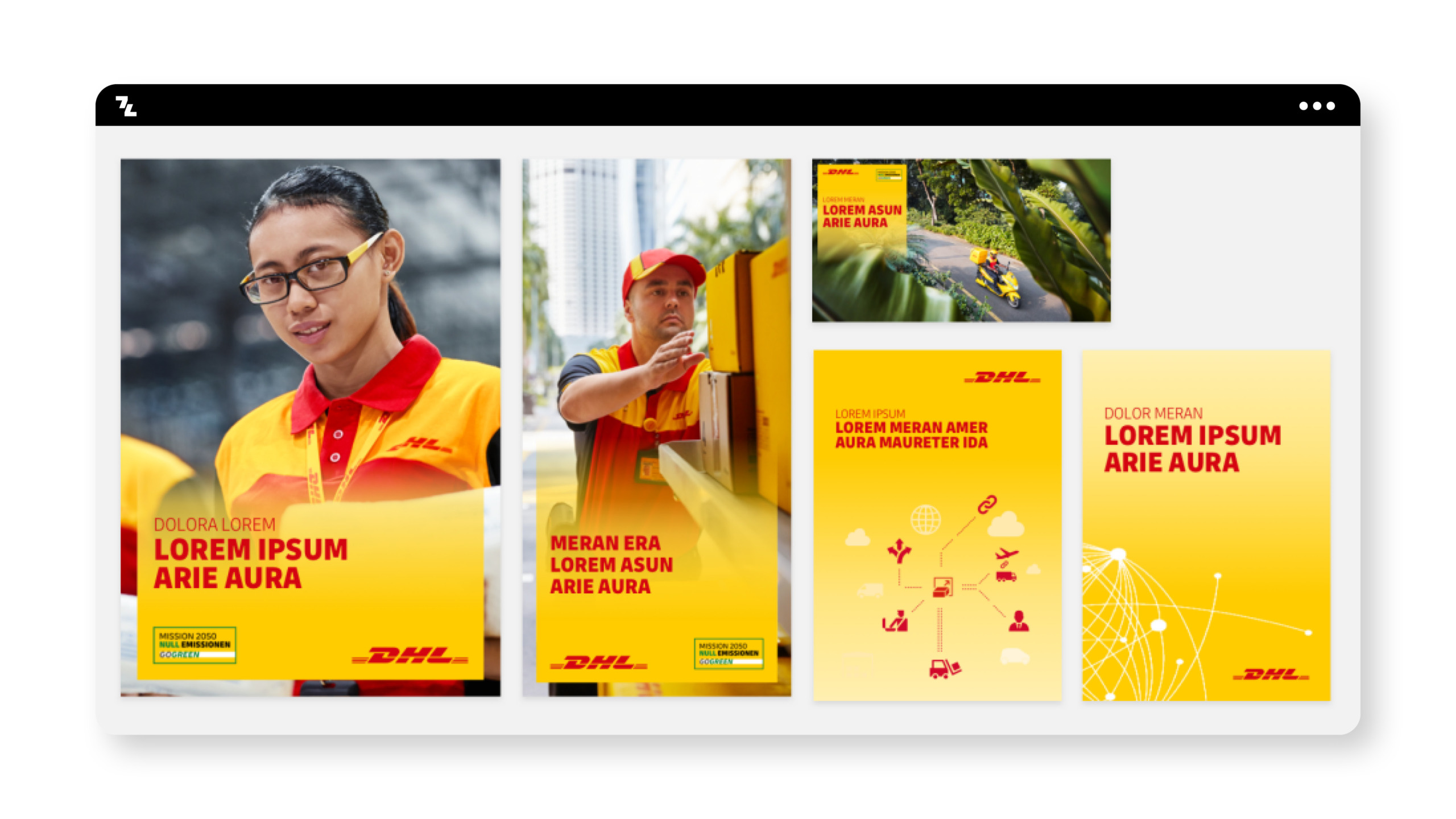 Design der E-Commerce-Website von DHL.