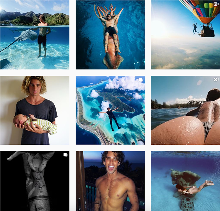 Eine Collage aus Bildern im Wasser für die Gestaltung und Planung von Instagram-Feeds mit den TOP 5 Designideen.