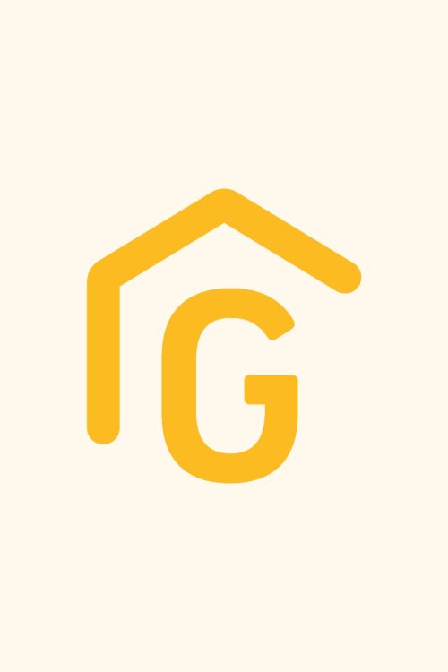 Ein gelbes Logo mit dem Buchstaben G für Gersin Immobilien.