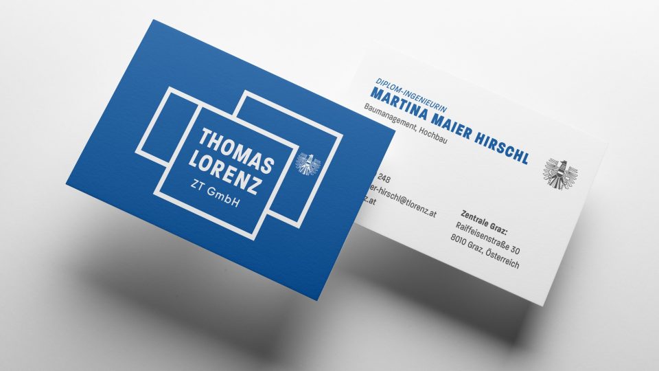 Eine Visitenkarte mit den Namen Thomas Loree und Thomas Lorenz.